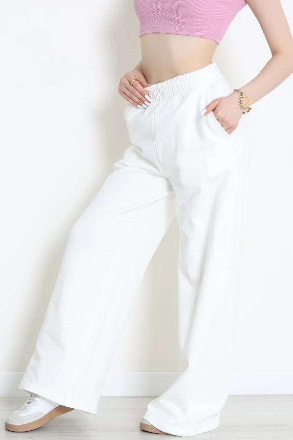 Şardonsuz 3 İplik Eşofman Altı Ekru - 3000.1238.