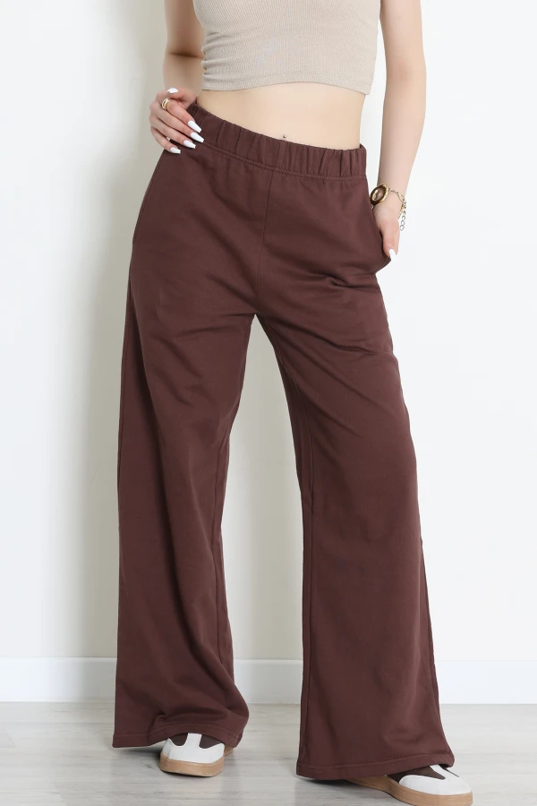 Şardonsuz 3 İplik Eşofman Altı Kahve - 3000.1238.