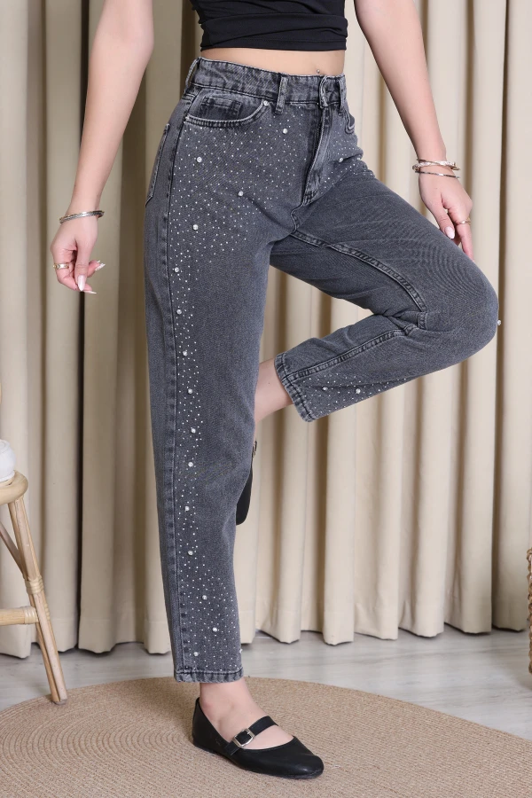 Taş Detay Mom Jean Füme - 32402.1238.