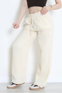 Müslin Bol Paça Pantolon Bej - 349.1238.