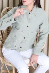 Brodeli Kot Ceket Çağla - 455.1238.