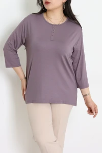 Düğme Detay Büyük Beden Bluz Vizon - 50340.1954.