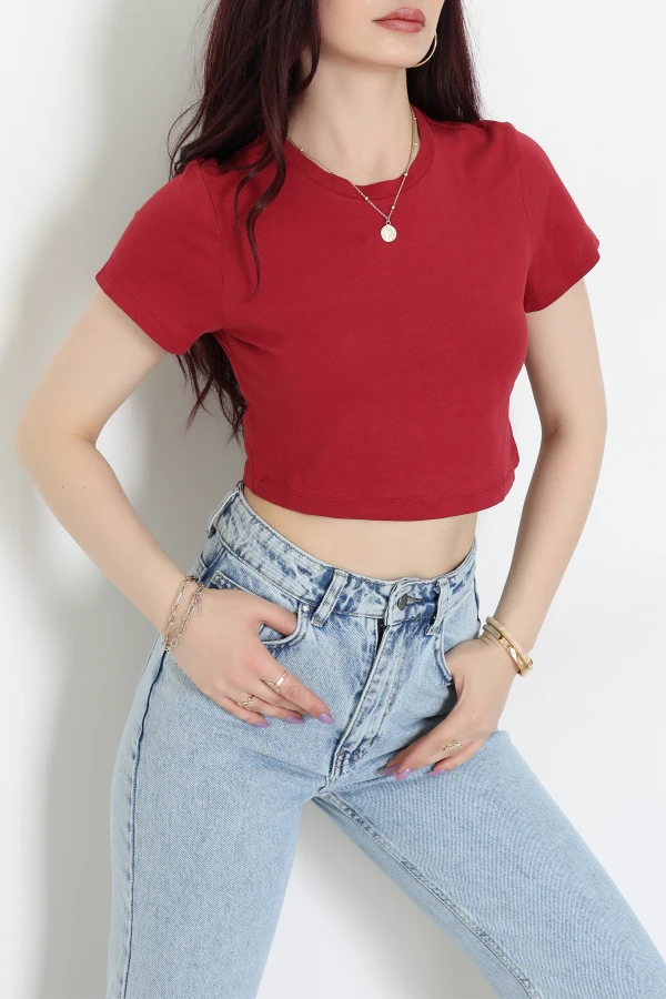Crop Tişört Bordo - 019.1238.