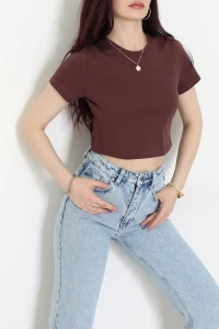 Crop Tişört Kahve - 019.1238.