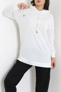 2 İplik Kapşonlu Tunik Sweat Ekru - 42766.1878.