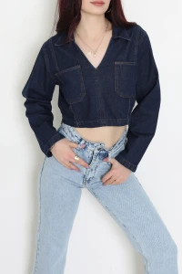 V Yaka Kot Sweat Lacivert - 450.1238.