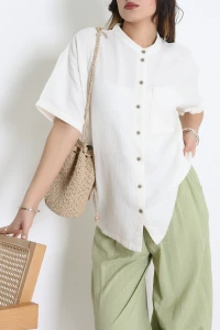 Hakim Yaka Müslin Gömlek Taş - 473.1238.