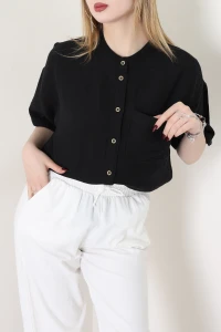 Hakim Yaka Müslin Gömlek Siyah - 473.1238.