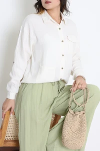 Çift Cepli Müslin Gömlek Taş - 475.1238.