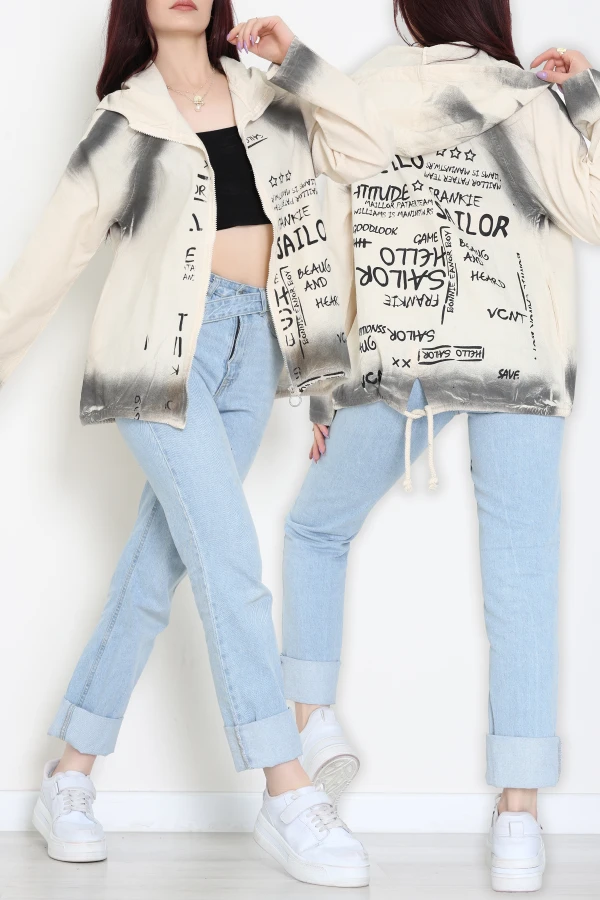 Baskılı Ceket Bej - 490.1238.