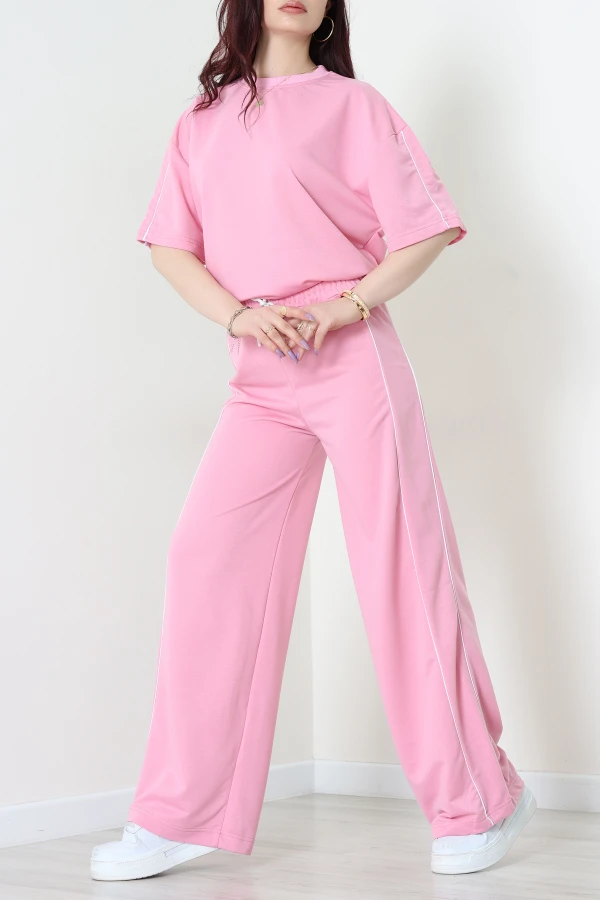 Biyeli 2 İplik Eşofman Takımı Pembe - 52226.1857.