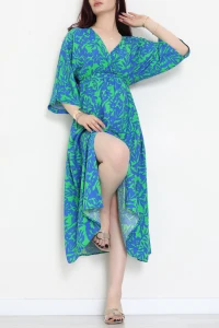 Kruvaze Yaka Desenli Elbise Saksbenetton - 53541.1247.