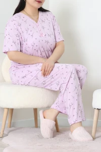 Modal Büyük Beden Pijama Takımı Lila - 775.1287.