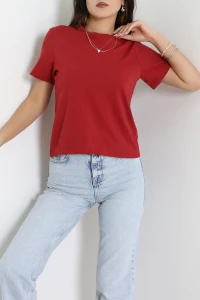 Bisiklet Yaka Tişört Bordo - 021.1238.