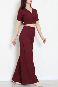 Bubble V Yaka İkili Takım Bordo - 32243.1857.