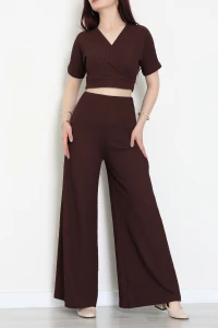 Bubble V Yaka İkili Takım Kahve - 32243.1857.