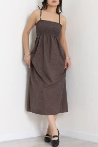 Desenli Gipeli Elbise Kahverengi - 41858.1723.