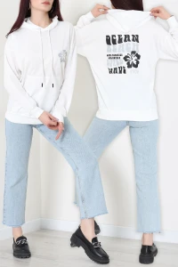 2 İplik Kanguru Cepli Kapşonlu Sweat Ekrugri - 42721.1878.