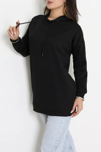 2 İplik Kapşonlu Tunik Sweat Siyah - 42766.1878.