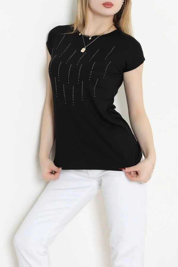 Önü Taş Detaylı Bluz Siyah - 43987.599.