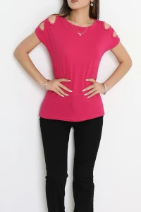 Omuz Dekolteli İncili Bluz Koyupembe - 43988.599.