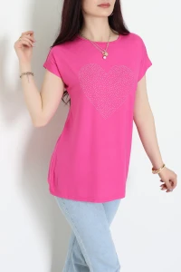 Kalp İşlemeli Bluz Pembe - 44005.599.