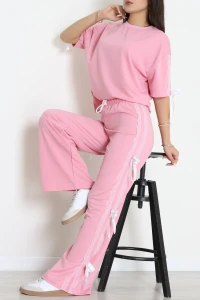 Dantel Şeritli Eşofman Takımı Pembe - 52213.1857.