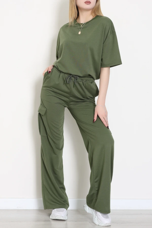 Kısa Kollu İkili Eşofman Takımı Haki - 52214.1857.