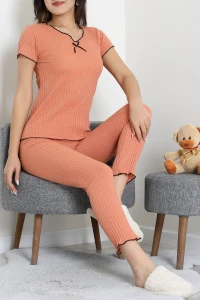 Fitilli Fiyonklu Pijama Takımı Kiremit - 52257.1048.