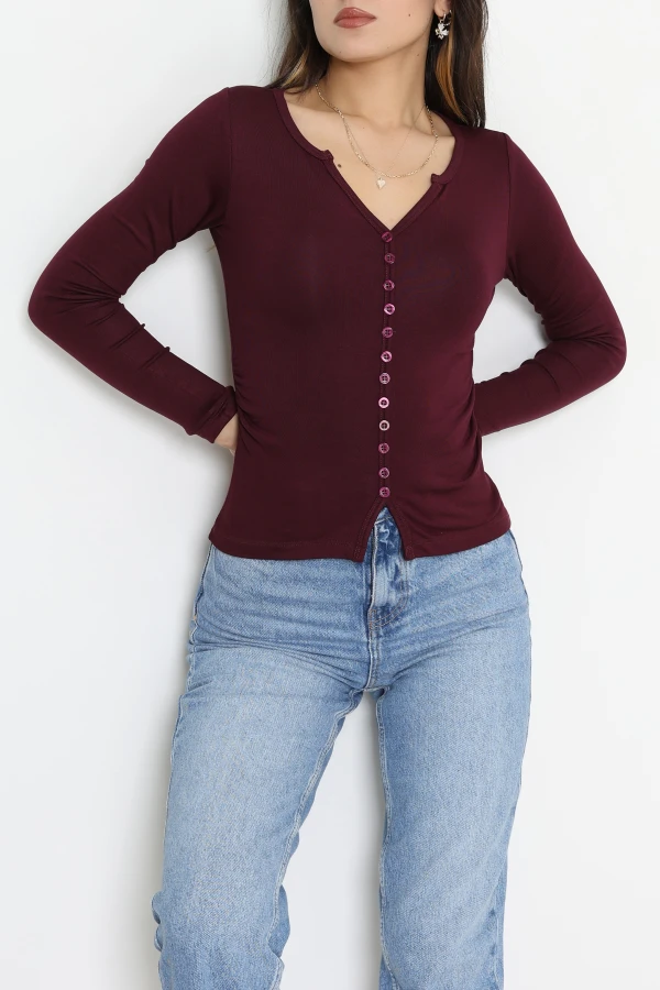 Buzzy Ribana Önden Düğmeli Body Bordo - 55095.1567.