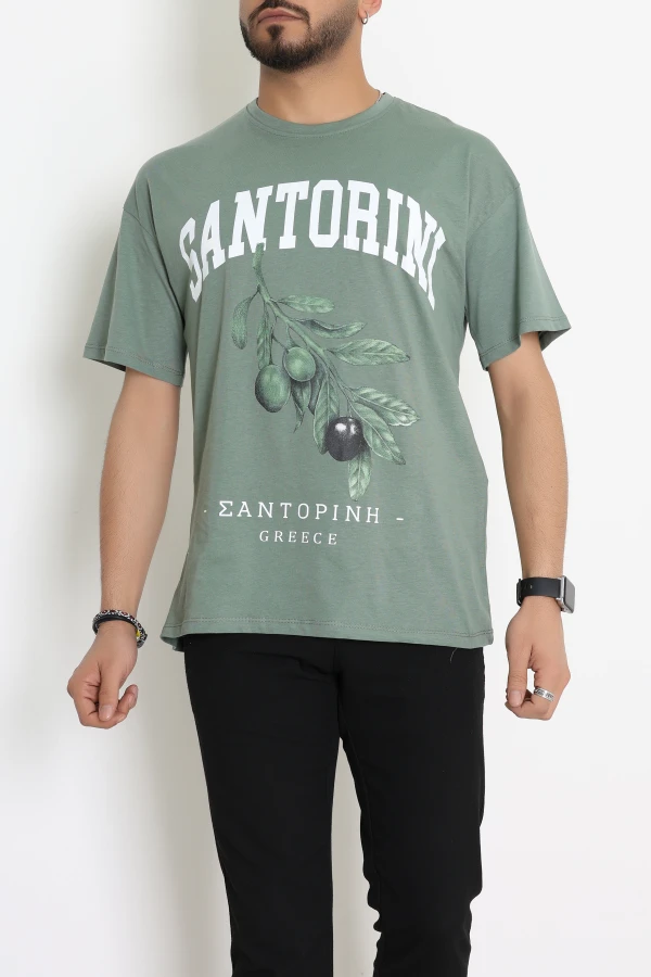 Süprem Ön Arka Baskılı Erkek Tişört Haki - 71143.1872.