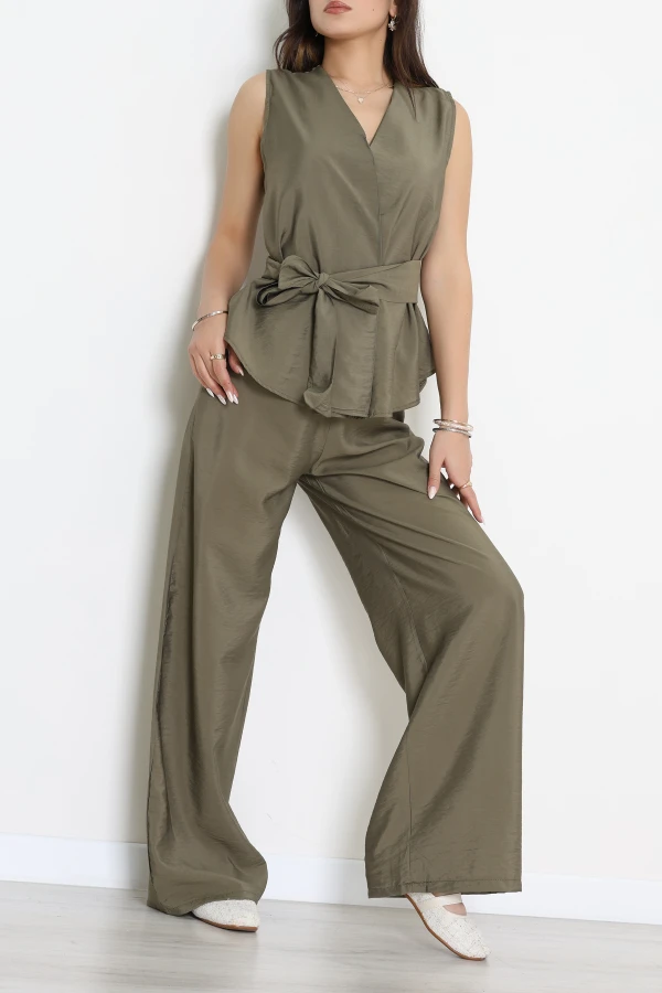 Tensel Dokuma Yelekli Takım Haki - 71204.701.