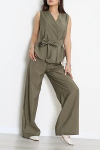 Tensel Dokuma Yelekli Takım Haki - 71204.701.