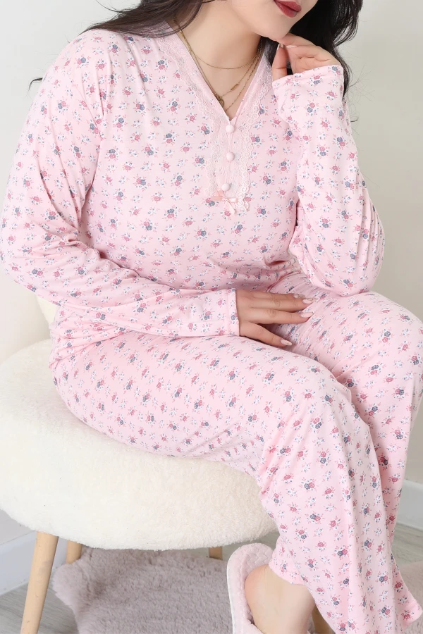 Modal Büyük Beden Pijama Takımı Pudraçiçek - 773.1287.