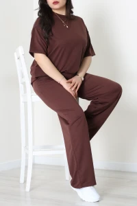 2 İplik Büyük Beden Oversize Wortex Takım Kahve - 80323.1878.