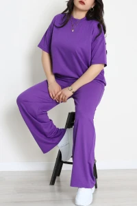 2 İplik Büyük Beden Oversize Wortex Takım Mor - 80323.1878.