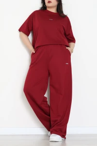 Baskılı Büyük Beden Oversize Wortex Takım Bordo - 80324.1878.