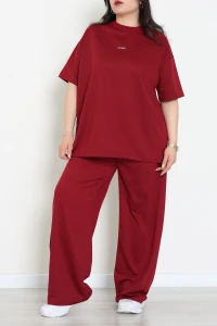 Baskılı Büyük Beden Oversize Wortex Takım Bordo - 80324.1878.