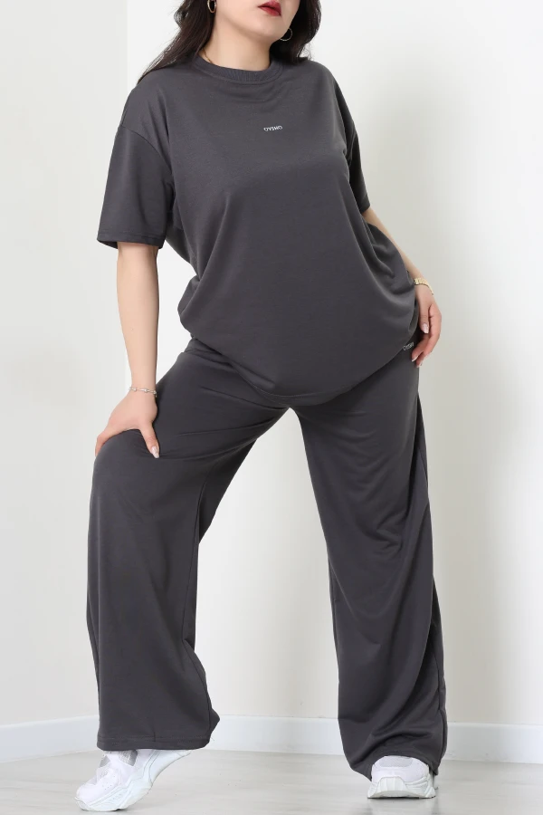 Baskılı Büyük Beden Oversize Wortex Takım Boyalıantrasit - 80324.1878.