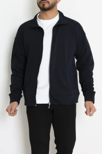 3 İplik Şardonsuz Erkek Cepli Dik Yaka Sweat Lacivert - 80776.1878.