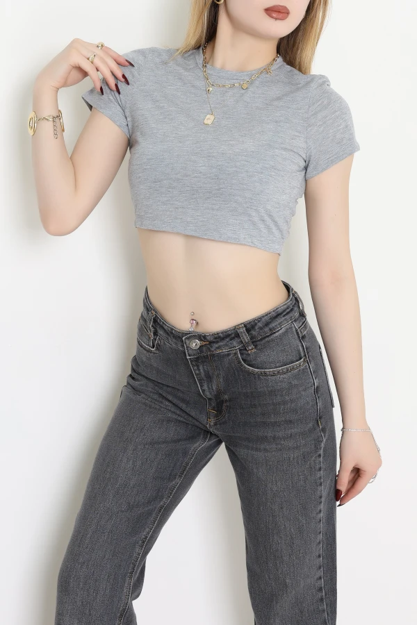 Crop Tişört Gri - 019.1238.