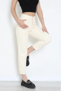 Boyfriend Kot Pantolon Krem - 163288.2141.