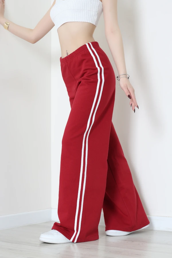 Çift Şeritli 2 İplik Eşofman Altı Bordo - 2000.1238.