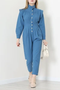 Önü Düğmeli Tulum İndigo - 2636.1367.