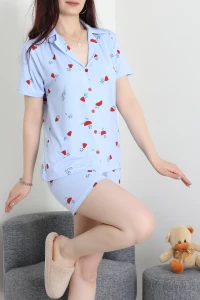 Milan Şortlu Düğmeli Pijama Takımı Mavikarpuz - 277.1287.