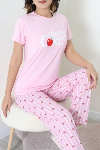 Bisiklet Yaka Kısa Kol Pijama Takımı Pembekiraz - 304.1287.
