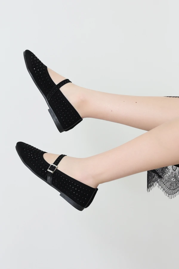 Taşlı Kemerli Babet Siyah - 32005.1932.