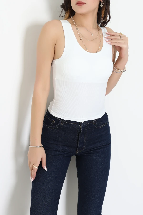 Kalın Askılı Pedli Atlet Beyaz - 3608.1783.