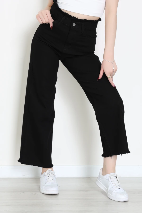 Bel Paça Püsküllü Palazzo Kot Pantolon Siyah - 405108.2141.