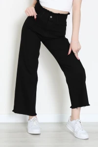 Bel Paça Püsküllü Palazzo Kot Pantolon Siyah - 405108.2141.
